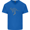 Kangaroo Ecology Mens V-Neck Cotton T-Shirt Royal Blue