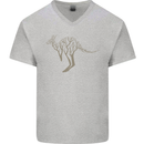 Kangaroo Ecology Mens V-Neck Cotton T-Shirt Sports Grey