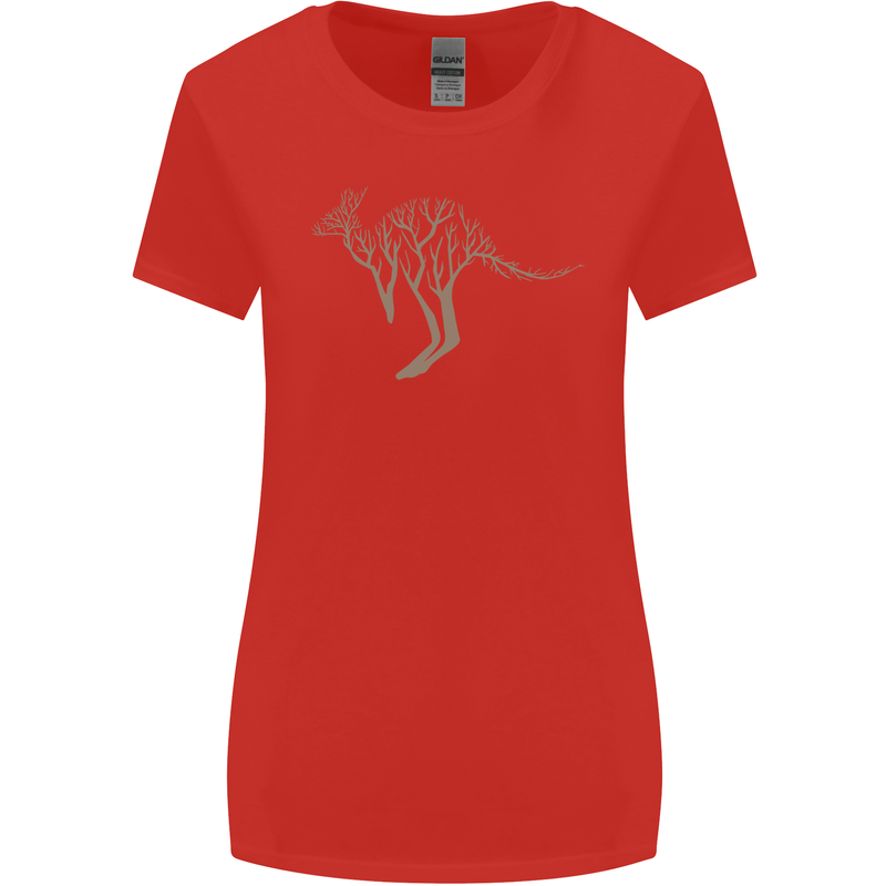Kangaroo Ecology Womens Wider Cut T-Shirt Red