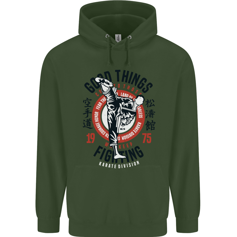 Karate Good Things Mixed Martial Arts MMA Childrens Kids Hoodie Forest Green