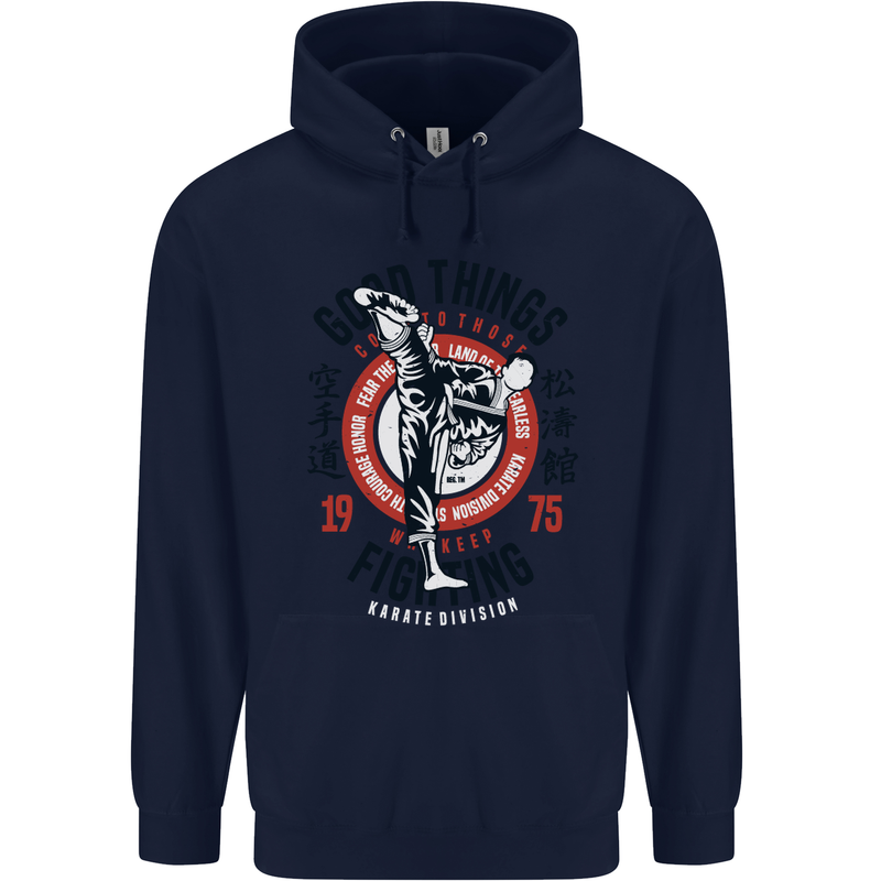 Karate Good Things Mixed Martial Arts MMA Childrens Kids Hoodie Navy Blue