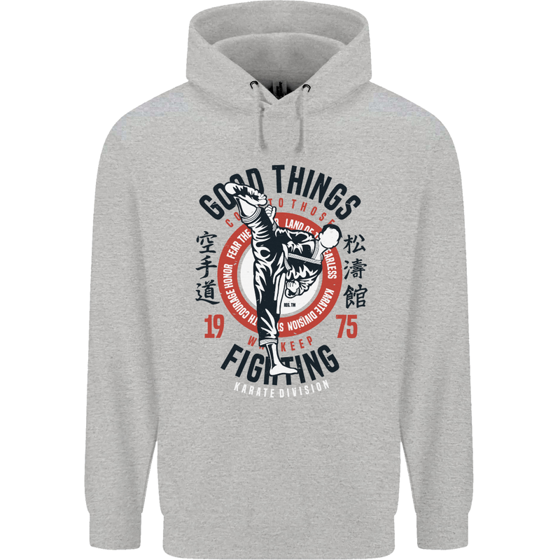 Karate Good Things Mixed Martial Arts MMA Childrens Kids Hoodie Sports Grey