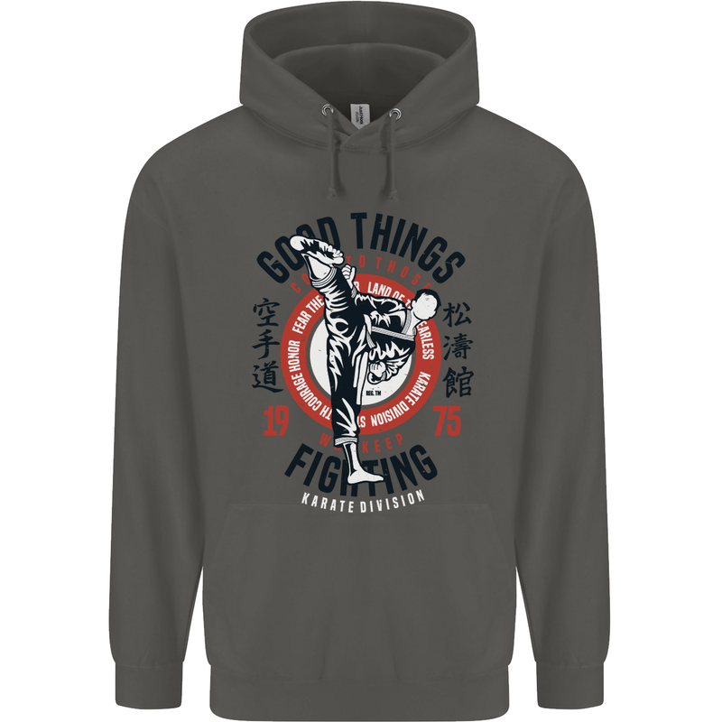 Karate Good Things Mixed Martial Arts MMA Childrens Kids Hoodie Storm Grey