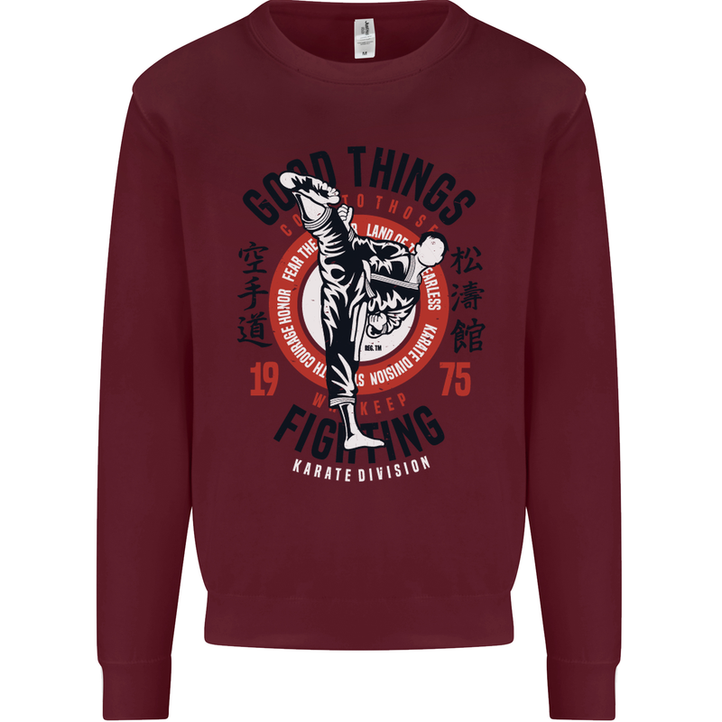 Karate Good Things Mixed Martial Arts MMA Kids Sweatshirt Jumper Maroon
