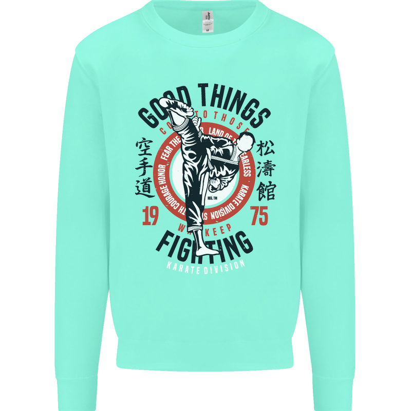 Karate Good Things Mixed Martial Arts MMA Kids Sweatshirt Jumper Peppermint