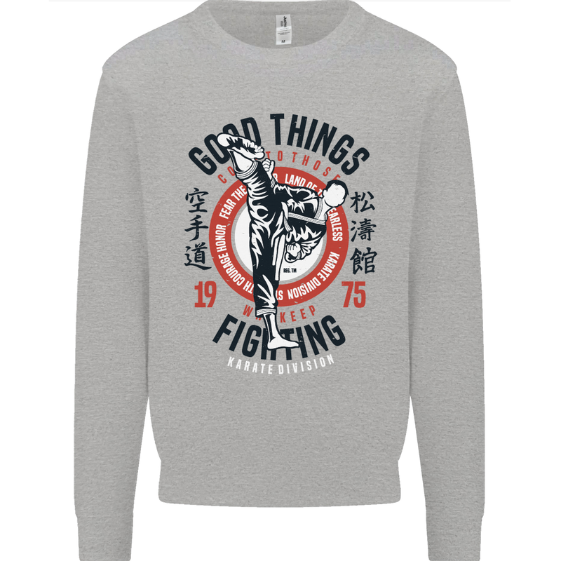 Karate Good Things Mixed Martial Arts MMA Kids Sweatshirt Jumper Sports Grey