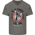 Karate Good Things Mixed Martial Arts MMA Mens V-Neck Cotton T-Shirt Charcoal