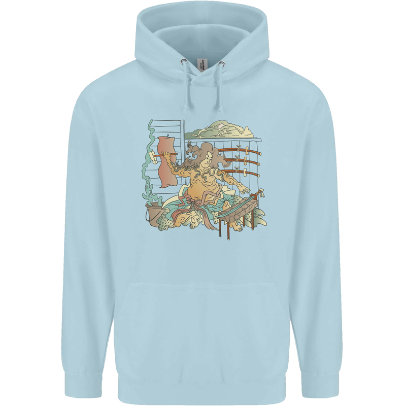 Katana Blacksmith Japanese Samurai Sword Childrens Kids Hoodie Light Blue