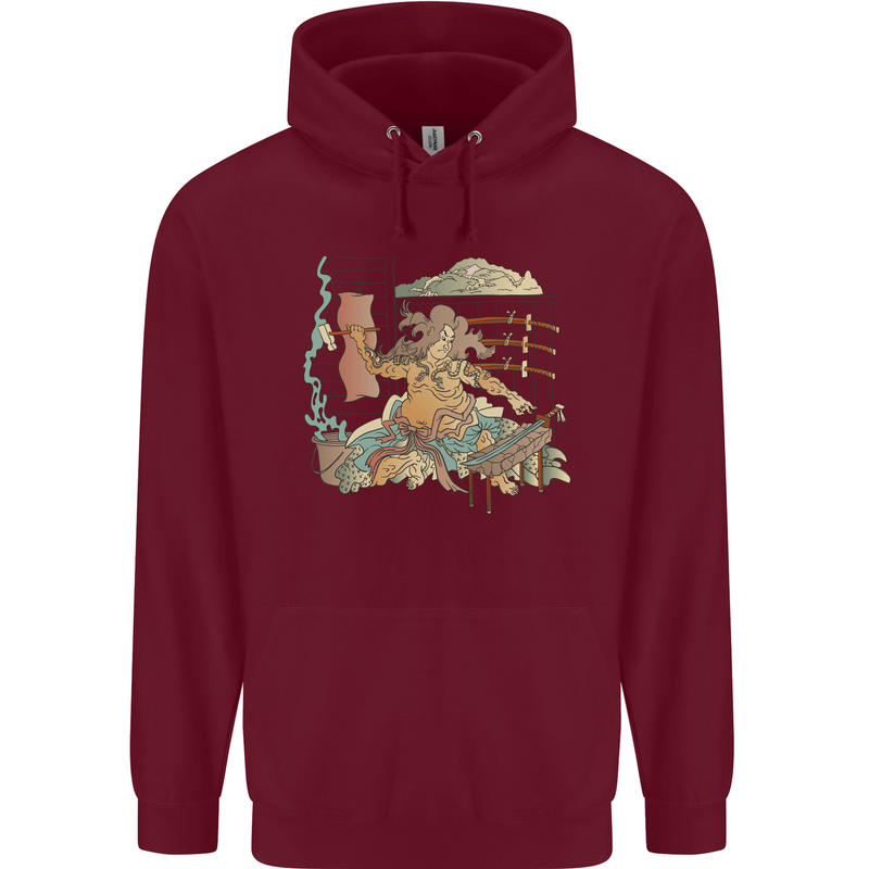 Katana Blacksmith Japanese Samurai Sword Childrens Kids Hoodie Maroon