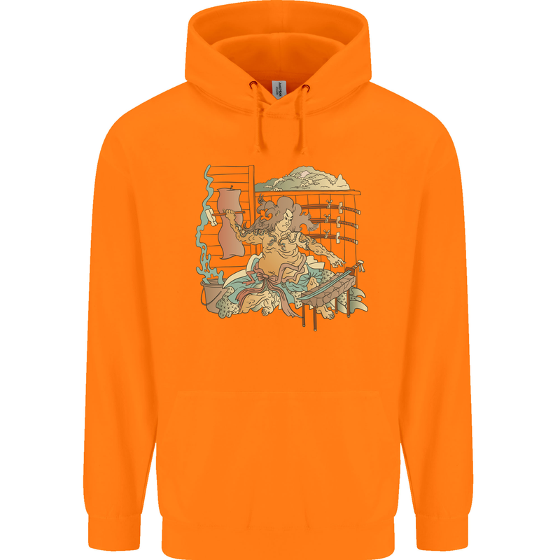 Katana Blacksmith Japanese Samurai Sword Childrens Kids Hoodie Orange