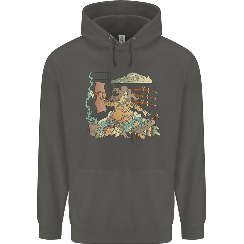 Katana Blacksmith Japanese Samurai Sword Childrens Kids Hoodie Storm Grey
