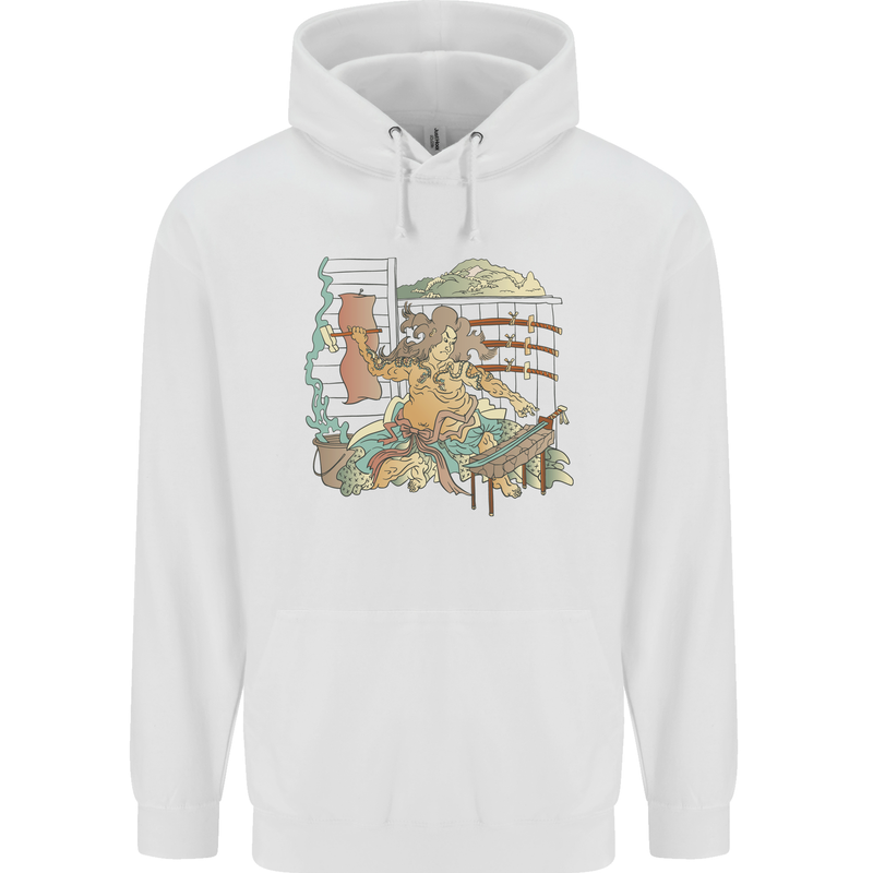 Katana Blacksmith Japanese Samurai Sword Childrens Kids Hoodie White
