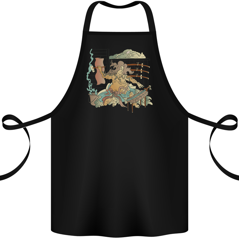 Katana Blacksmith Japanese Samurai Sword Cotton Apron 100% Organic Black