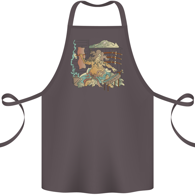 Katana Blacksmith Japanese Samurai Sword Cotton Apron 100% Organic Dark Grey