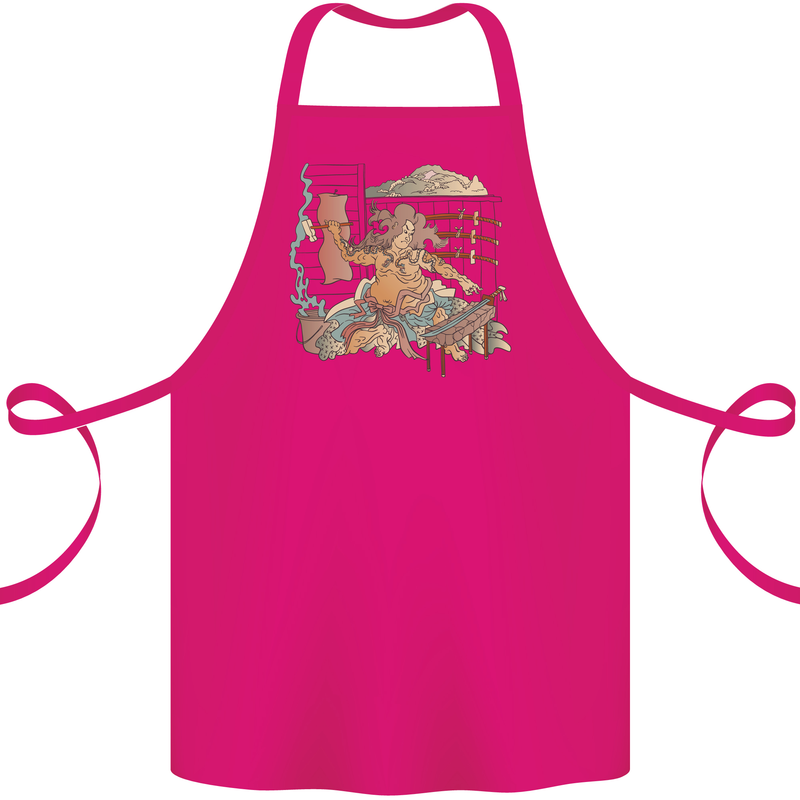 Katana Blacksmith Japanese Samurai Sword Cotton Apron 100% Organic Pink