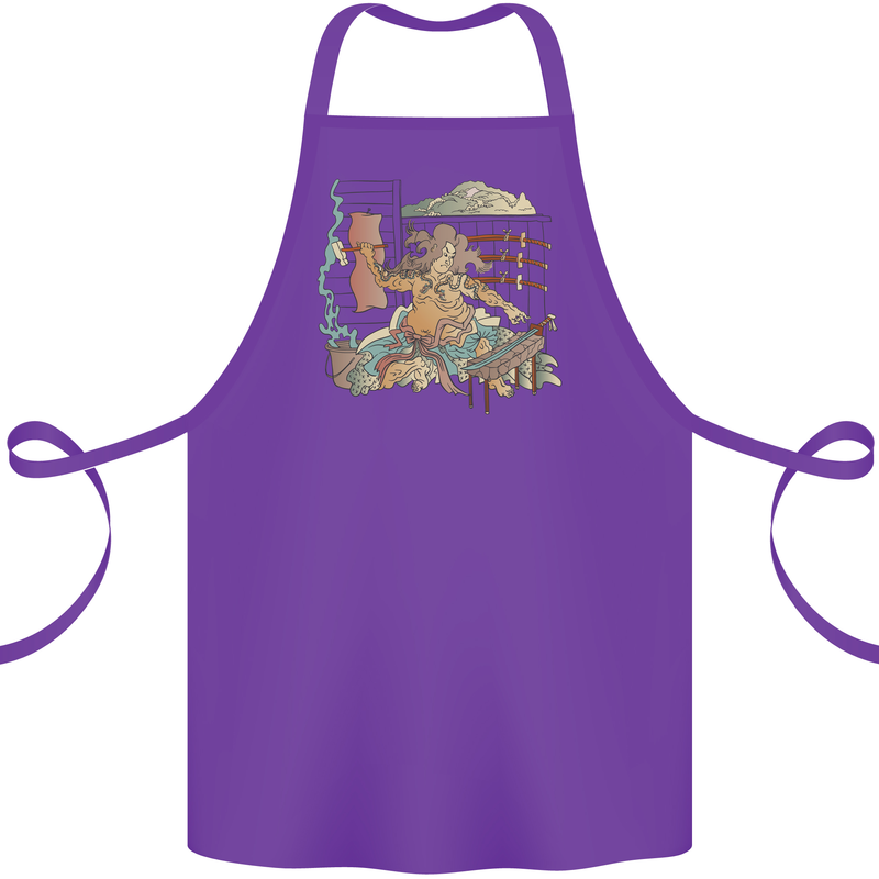Katana Blacksmith Japanese Samurai Sword Cotton Apron 100% Organic Purple