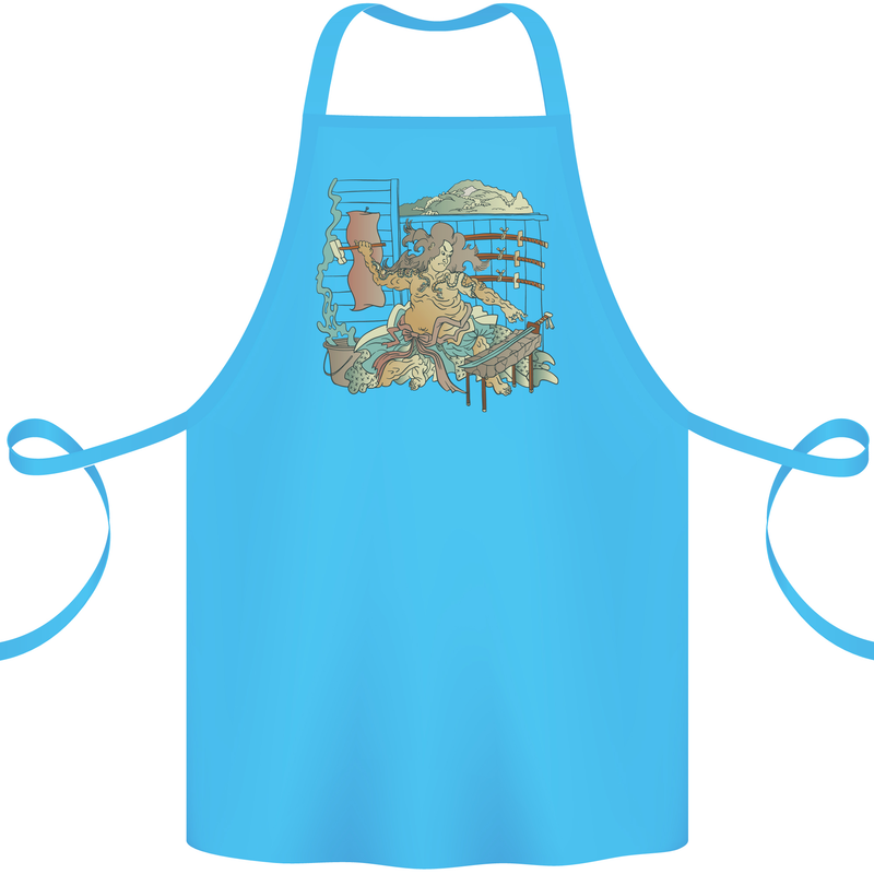 Katana Blacksmith Japanese Samurai Sword Cotton Apron 100% Organic Turquoise