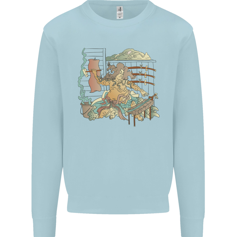 Katana Blacksmith Japanese Samurai Sword Kids Sweatshirt Jumper Light Blue