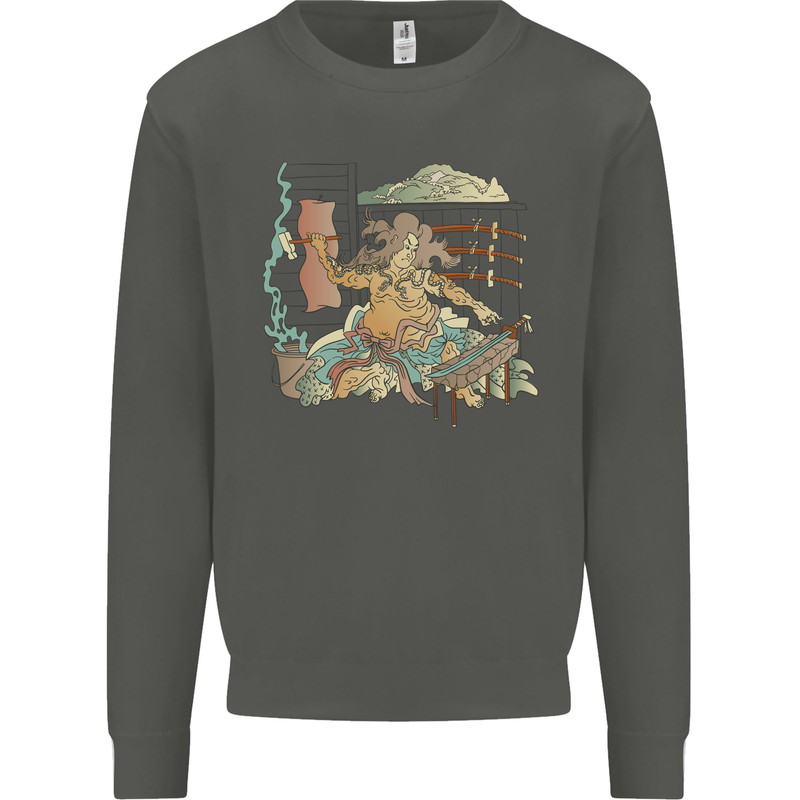 Katana Blacksmith Japanese Samurai Sword Kids Sweatshirt Jumper Storm Grey