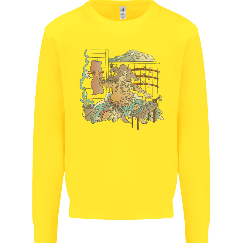 Katana Blacksmith Japanese Samurai Sword Kids Sweatshirt Jumper Yellow