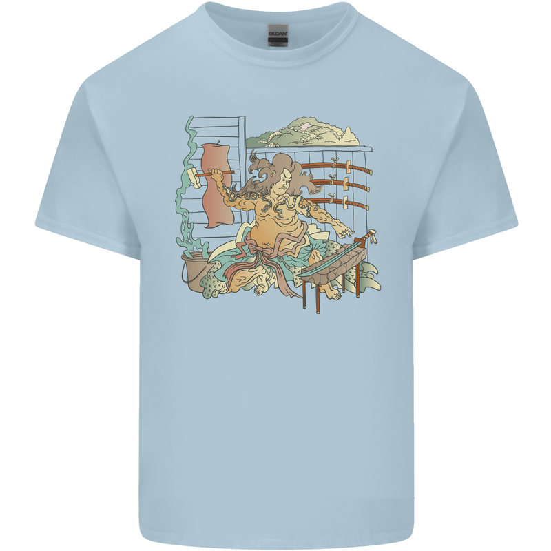 Katana Blacksmith Japanese Samurai Sword Kids T-Shirt Childrens Light Blue