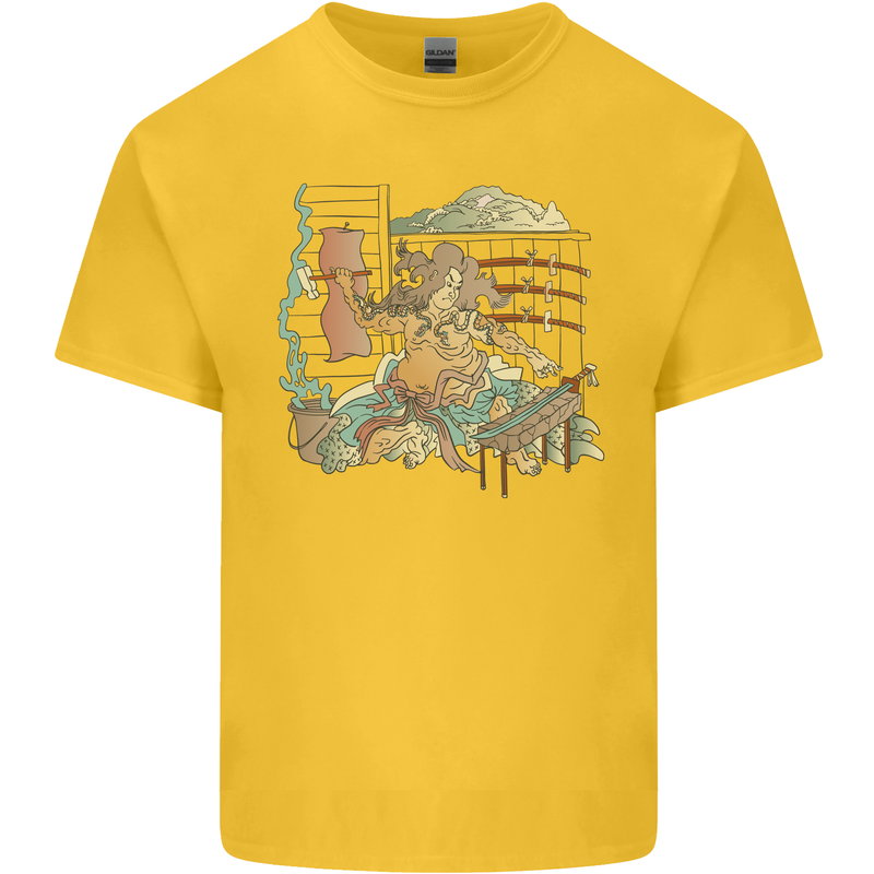 Katana Blacksmith Japanese Samurai Sword Kids T-Shirt Childrens Yellow