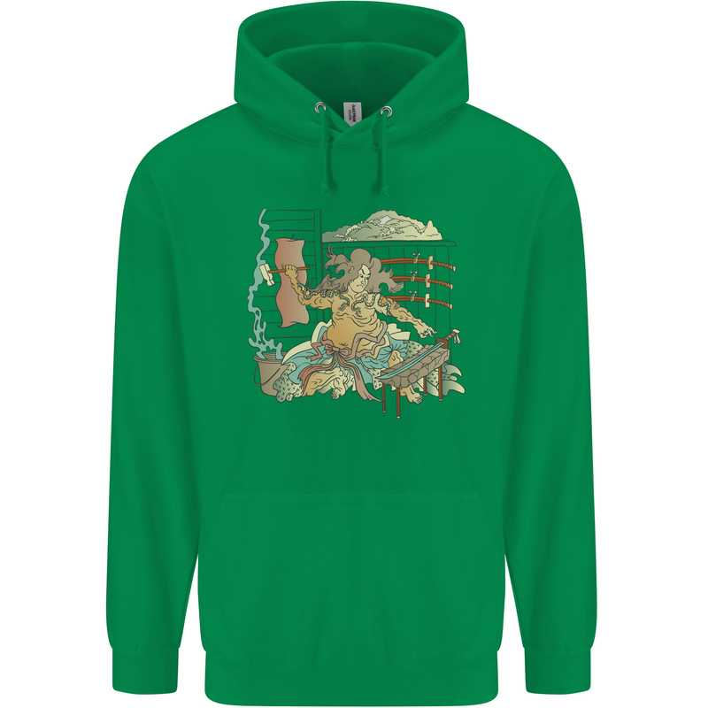 Katana Blacksmith Japanese Samurai Sword Mens 80% Cotton Hoodie Irish Green