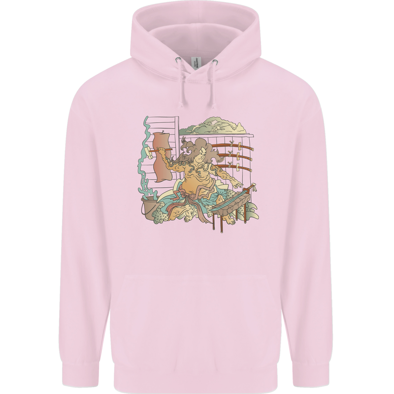 Katana Blacksmith Japanese Samurai Sword Mens 80% Cotton Hoodie Light Pink