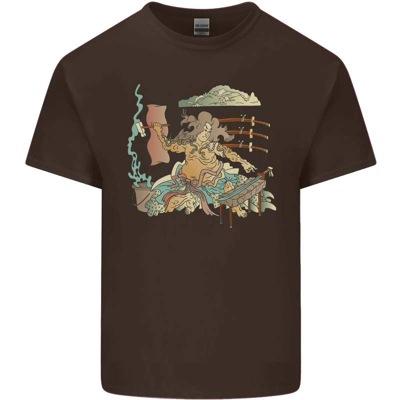 Katana Blacksmith Japanese Samurai Sword Mens Cotton T-Shirt Tee Top Dark Chocolate