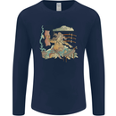 Katana Blacksmith Japanese Samurai Sword Mens Long Sleeve T-Shirt Navy Blue
