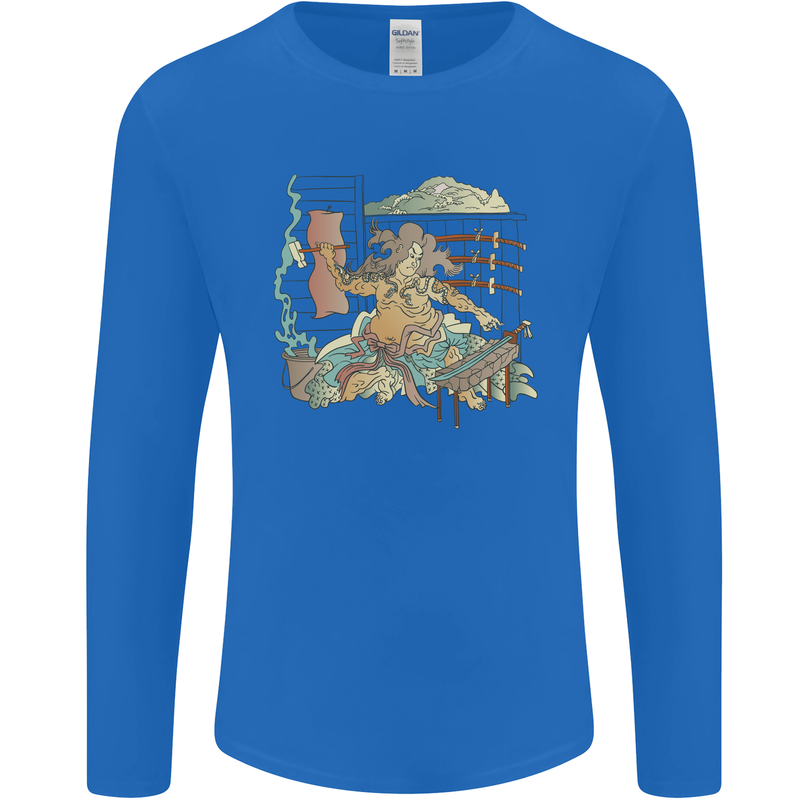 Katana Blacksmith Japanese Samurai Sword Mens Long Sleeve T-Shirt Royal Blue