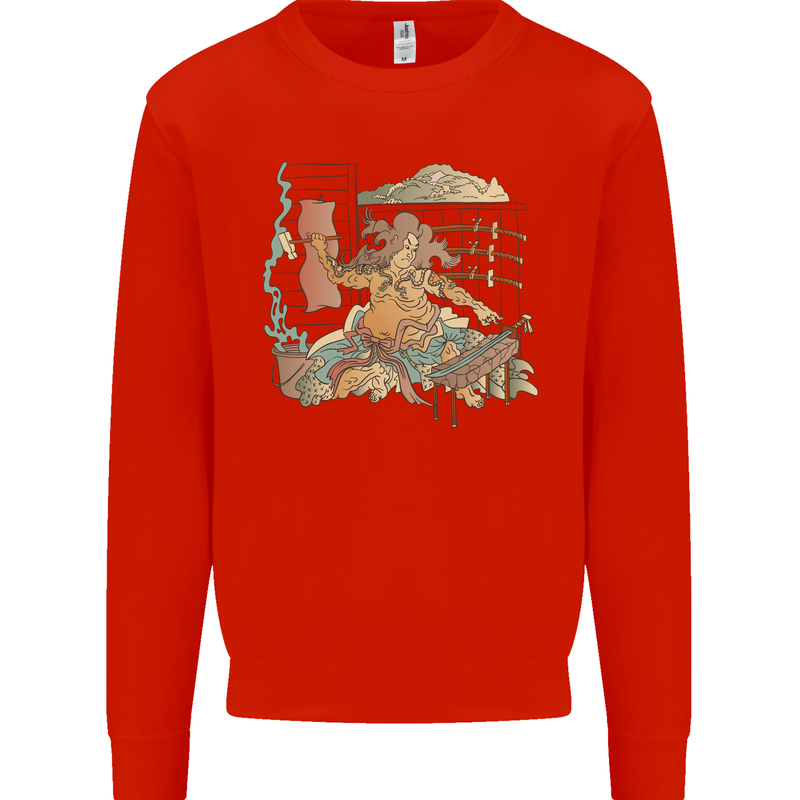 Katana Blacksmith Japanese Samurai Sword Mens Sweatshirt Jumper Bright Red