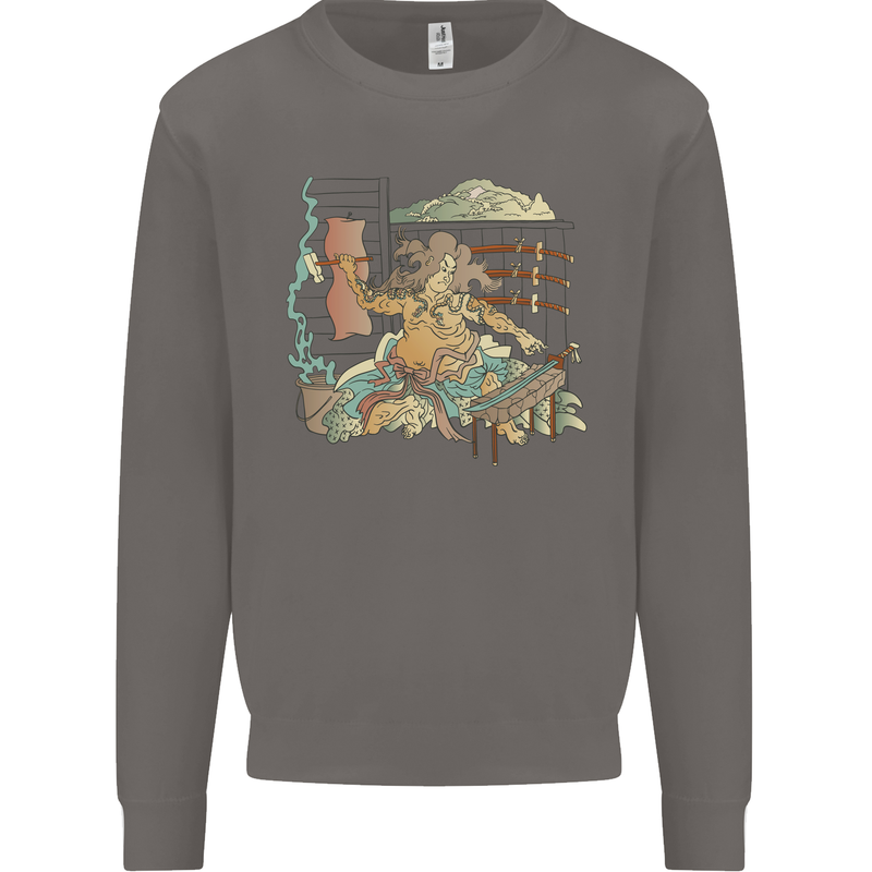 Katana Blacksmith Japanese Samurai Sword Mens Sweatshirt Jumper Charcoal