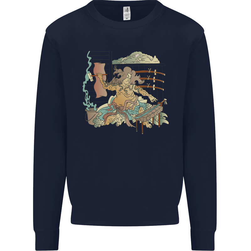 Katana Blacksmith Japanese Samurai Sword Mens Sweatshirt Jumper Navy Blue