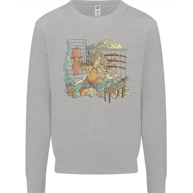 Katana Blacksmith Japanese Samurai Sword Mens Sweatshirt Jumper Sports Grey