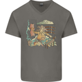 Katana Blacksmith Japanese Samurai Sword Mens V-Neck Cotton T-Shirt Charcoal