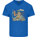 Katana Blacksmith Japanese Samurai Sword Mens V-Neck Cotton T-Shirt Royal Blue