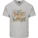 Katana Blacksmith Japanese Samurai Sword Mens V-Neck Cotton T-Shirt Sports Grey