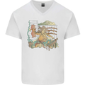 Katana Blacksmith Japanese Samurai Sword Mens V-Neck Cotton T-Shirt White