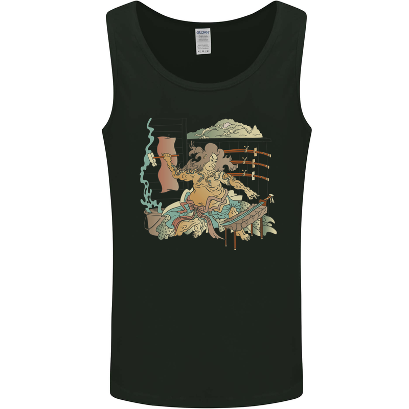 Katana Blacksmith Japanese Samurai Sword Mens Vest Tank Top Black