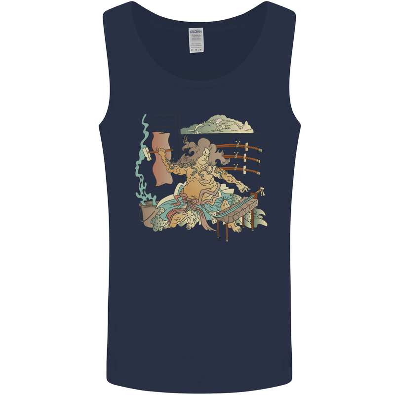 Katana Blacksmith Japanese Samurai Sword Mens Vest Tank Top Navy Blue