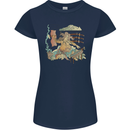 Katana Blacksmith Japanese Samurai Sword Womens Petite Cut T-Shirt Navy Blue