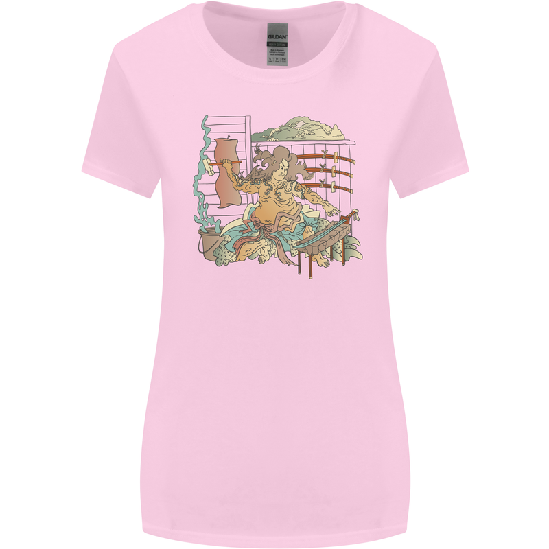 Katana Blacksmith Japanese Samurai Sword Womens Wider Cut T-Shirt Light Pink