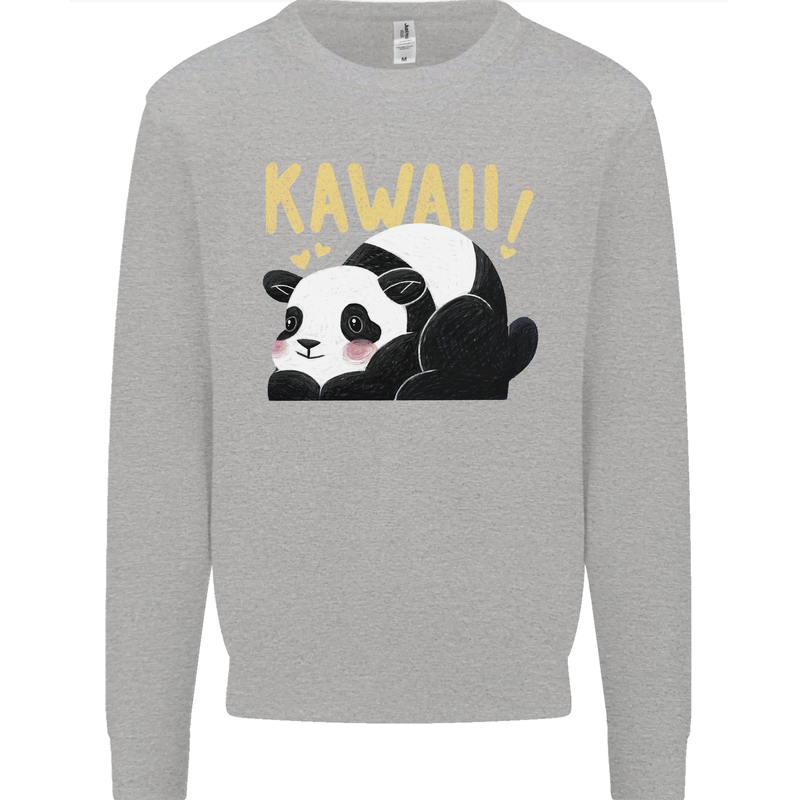 Kawaii Panda Bear Cute Kids Sweatshirt Jumper Sports Grey