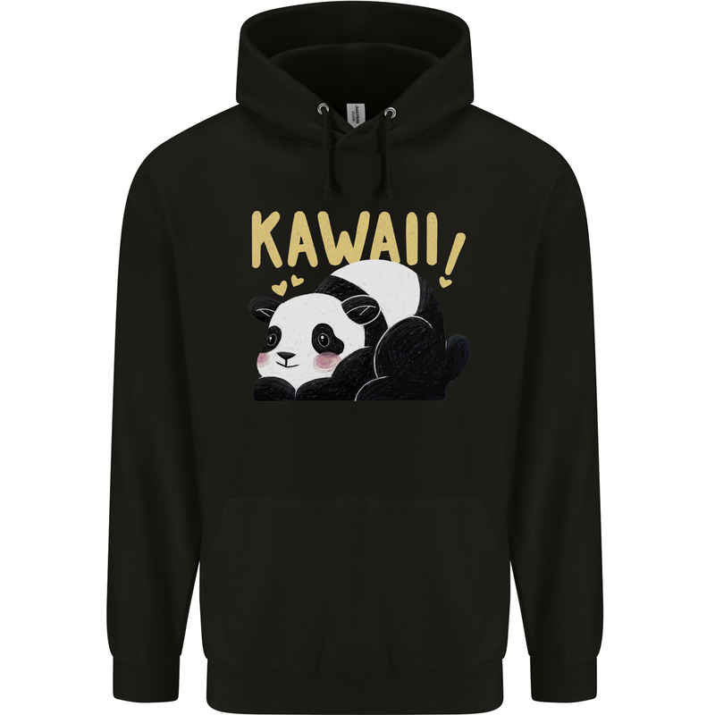 Kawaii Panda Bear Cute Mens 80% Cotton Hoodie Black