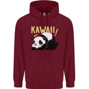 Kawaii Panda Bear Cute Mens 80% Cotton Hoodie Maroon