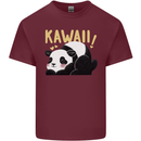 Kawaii Panda Bear Cute Mens Cotton T-Shirt Tee Top Maroon