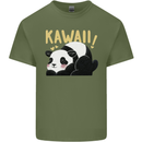 Kawaii Panda Bear Cute Mens Cotton T-Shirt Tee Top Military Green