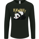 Kawaii Panda Bear Cute Mens Long Sleeve T-Shirt Black