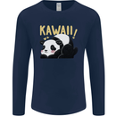 Kawaii Panda Bear Cute Mens Long Sleeve T-Shirt Navy Blue